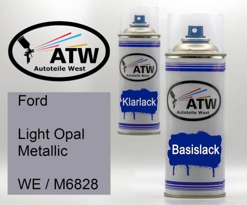 Ford, Light Opal Metallic, WE / M6828: 400ml Sprühdose + 400ml Klarlack - Set, von ATW Autoteile West.